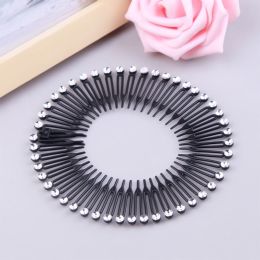 Plastic Full Circle Stretch Flexible Comb Teeth Headband Hair Hoop Band Clip Hairband For Face Wash Fixed Hair Accessories (Color: Silver)