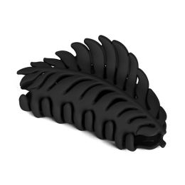 1/2pcs Leaf Shape Hair Claw Clip For Women Matte Acrylic Barrettes Solid Color Hairpins Ins Simple Styling Headwear Accessories (Color: Black)