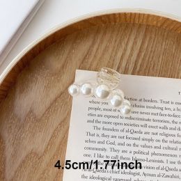 Round Pearl Hair Clips For Women Girls Hair Claw Chic Barrettes White Claw Crab Hairpins Styling Fashion Hair Accessories (Color: White)